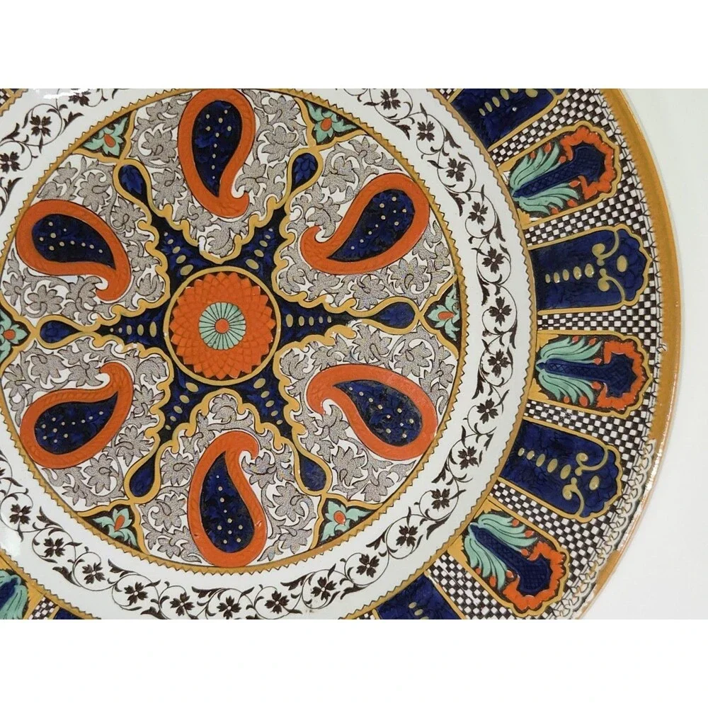 Antique Wedgwood Indian Plate Orange Hand Painted 10.5